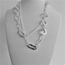Long sterling silver necklace 90 cm round link chain 