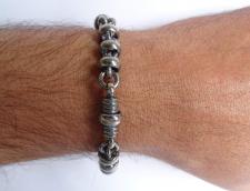 Oxidized sterling silver men's bracelet 9mm.