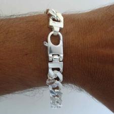 Sterling silver diamond cut curb bracelet 10mm