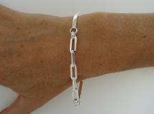 925 silver bracelet rectangular link chain