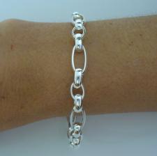 Silver figaro bracelet, oval link