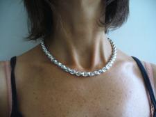 Silver oval rolo necklace