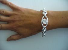 Sterling silver floral flower bracelet