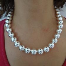 925 sterling silver ball bead necklace 14mm