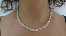 Loose rope link chain necklace in sterling silver