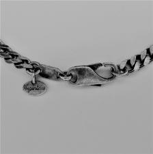 OXIDIZED sterling silver solid diamond cut curb necklace 5mm x 2mm. LENGTH 60 CM.