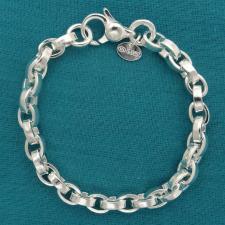 Solid 925 silver flat oval rolo link bracelet 6mm.