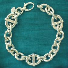 Women's 925 Italy silver bracelet. Oval link chain & oval mariner link.