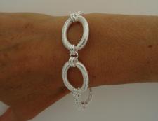 925 silver frosted link bracelet