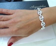 Solid sterling silver mariner link bracelet 12mm
