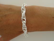 Textured link chain in sterling silver