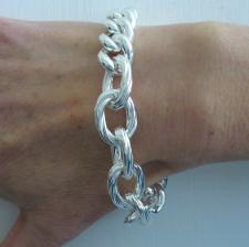 Sterling silver textured oval link bracelet