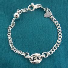 Sterling silver women's bracelet. Mariner link bracelet 12mm.