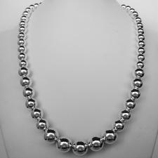 Sterling silver graduated bead necklace 14mm-8mm. Cm 46.