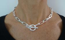 Sterling silver paperclip link necklace