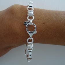925 silver flat oval rolo link bracelet italy