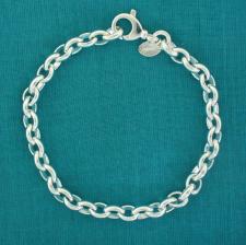 Sterling silver oval rolo link bracelet 6mm. Solid chain.