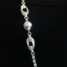 Long sterling silver necklace cm 100 round rolo link chain