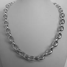 Sterling silver oval rolo link necklace 10mm. Hollow chain. Oval belcher necklace.