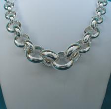 Sterling silver graduated belcher necklace