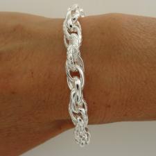 Textured link chain in sterling silver