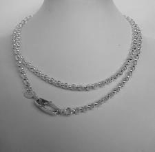 Long sterling silver necklace cm 75. Round rolo link chain 4,5mm. Solid link chain. Silver belche...