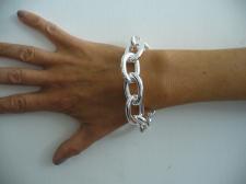 Sterling silver long oval link bracelet 