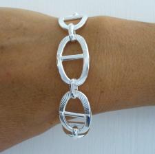 Handmade textured oval link bracelet