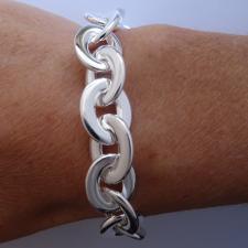 Silver oval flat links bracelet made in Italy