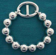 Bracciale in argento 925, sfere 14mm. Grande chiusura traversino a scatto.