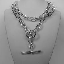 Collana lunga maglia traversino argento chiusuta a T-bar