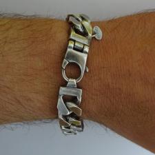 Oxidized sterling silver diamond cut curb bracelet 