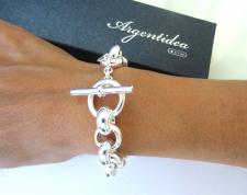 Bracciale chiusura a barretta e catena tonda in argento 925