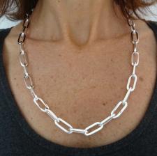 Rectangular link necklace in sterling silver