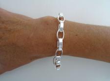 925 silver flat oval rolo link bracelet italy