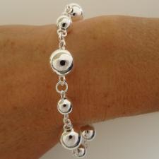 Sterling silver beaded chain bracelet toggle clasp.