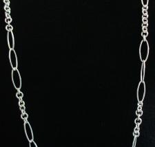 Long sterling silver necklace cm 100 round & oval link chain