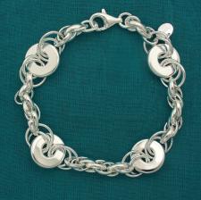 Solid 925 silver, oval and flat link bracelet 13,5mm.