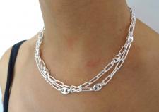 Collana catena paperclip lunghezza 90 cm in argento 925