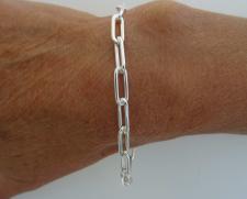 Bracciale catena argento maglie rettangolari allungate