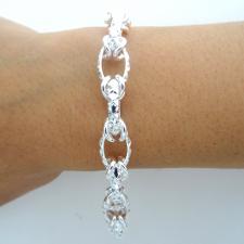 Solid 925 silver textured oval link bracelet 10mm