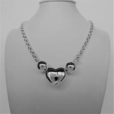 Sterling silver oval rolo necklace with heart 