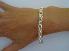 Solid silver oval rolo link bracelet