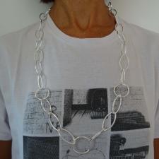 Solid sterling silver link chain necklace made in italy