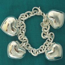 Sterling silver heart bracelet.