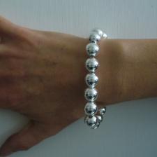 Sterling silver bead bracelet for woman - 12mm