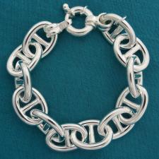 Sterling silver mariner bracelet 15mm. SOLID LINK CHAIN.