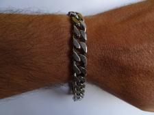 Bracciale uomo argento annerito maglia grumetta