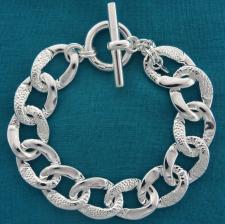 Bracciale in argento 925 MASSICCIO 55 grammi. Maglia texture '' COCCODRILLO'' 16mm. Chiusura T-ba...