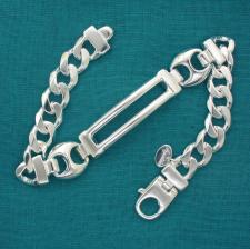 Solid 925 silver bracelet. Diamond cut curb chain 10mm, mariner links.